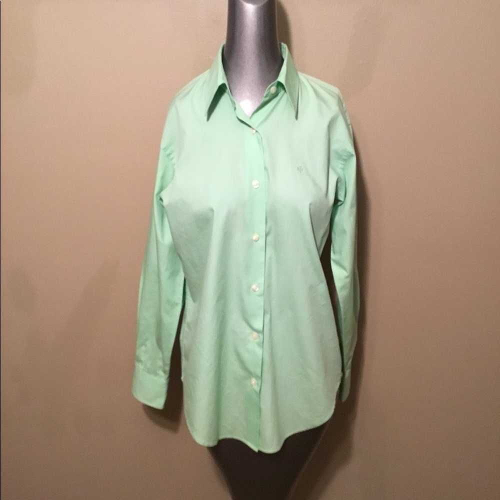 Ralph Lauren green cotton button down shirts tops